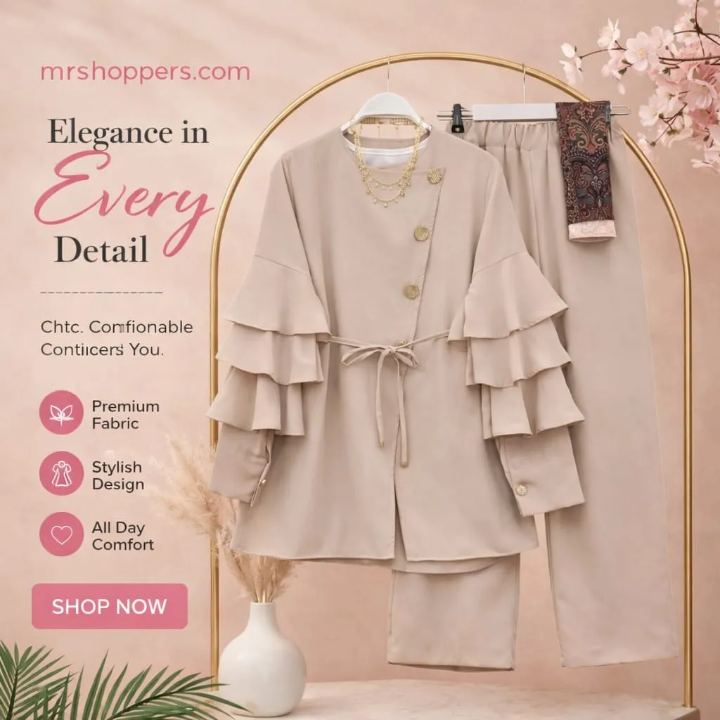 Nude Begie Stylish Ladies 2-Piece Set (Top + Pant)